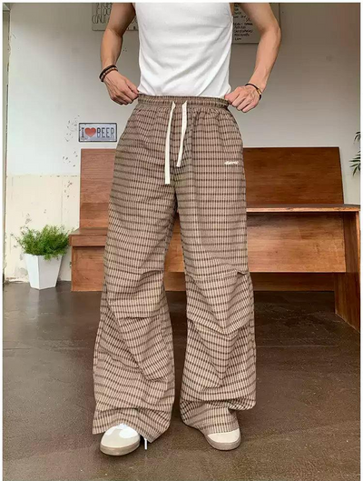 Holo Gartered Drawstring Checkered Pants-korean-fashion-Pants-Holo's Closet-OH Garments
