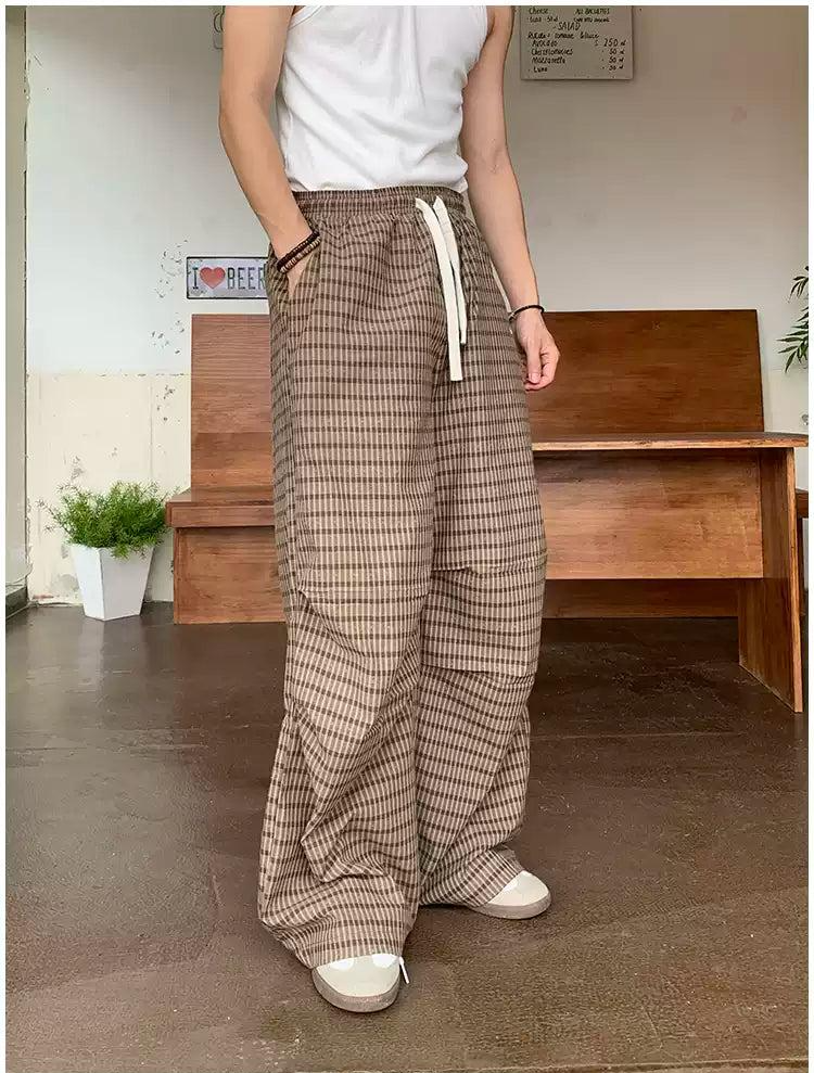 Holo Gartered Drawstring Checkered Pants-korean-fashion-Pants-Holo's Closet-OH Garments