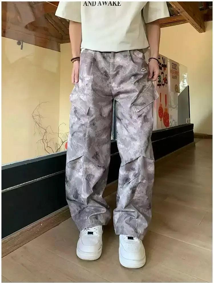 Holo Light Camo Pleated Cargo Pants-korean-fashion-Pants-Holo's Closet-OH Garments