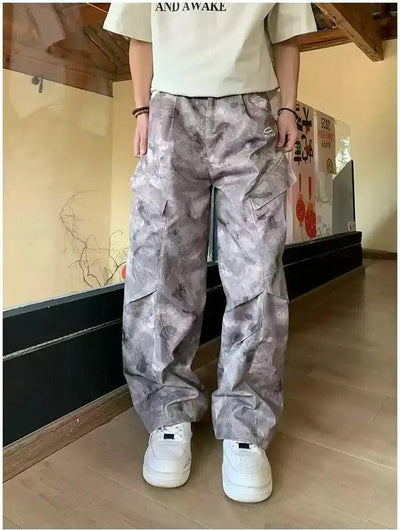 Holo Light Camo Pleated Cargo Pants-korean-fashion-Pants-Holo's Closet-OH Garments
