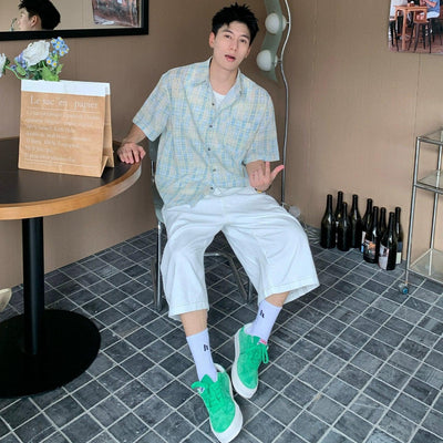 Holo Plaid Pattern Shirt-korean-fashion-Shirt-Holo's Closet-OH Garments