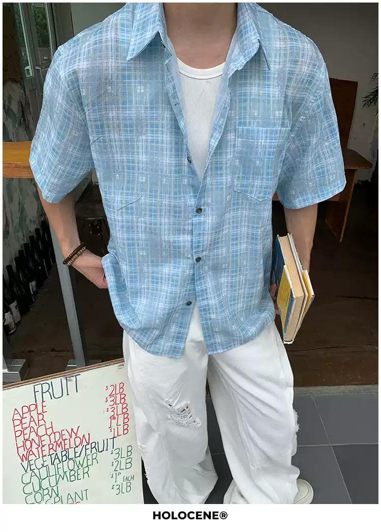 Holo Plaid Pattern Shirt-korean-fashion-Shirt-Holo's Closet-OH Garments
