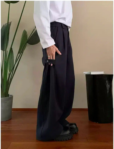 Holo Pleated Elastic Waist Loose Fit Pants-korean-fashion-Pants-Holo's Closet-OH Garments