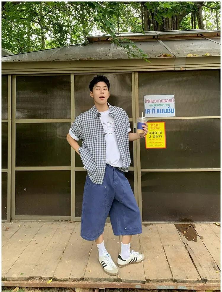 Holo Retro Checkered Short Sleeve Shirt-korean-fashion-Shirt-Holo's Closet-OH Garments