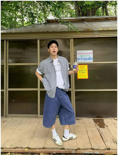 Holo Retro Checkered Short Sleeve Shirt-korean-fashion-Shirt-Holo's Closet-OH Garments