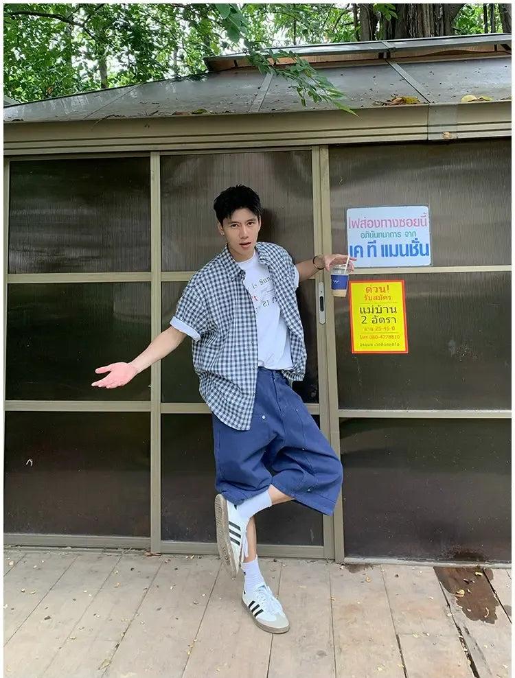 Holo Retro Checkered Short Sleeve Shirt-korean-fashion-Shirt-Holo's Closet-OH Garments