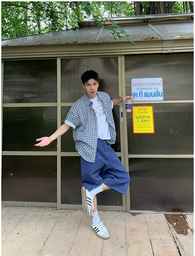 Holo Retro Checkered Short Sleeve Shirt-korean-fashion-Shirt-Holo's Closet-OH Garments