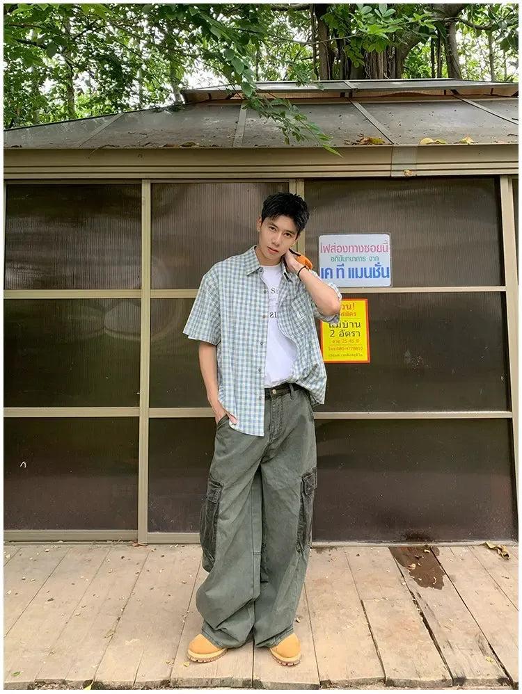 Holo Retro Checkered Short Sleeve Shirt-korean-fashion-Shirt-Holo's Closet-OH Garments