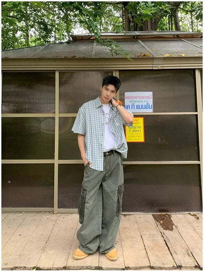 Holo Retro Checkered Short Sleeve Shirt-korean-fashion-Shirt-Holo's Closet-OH Garments