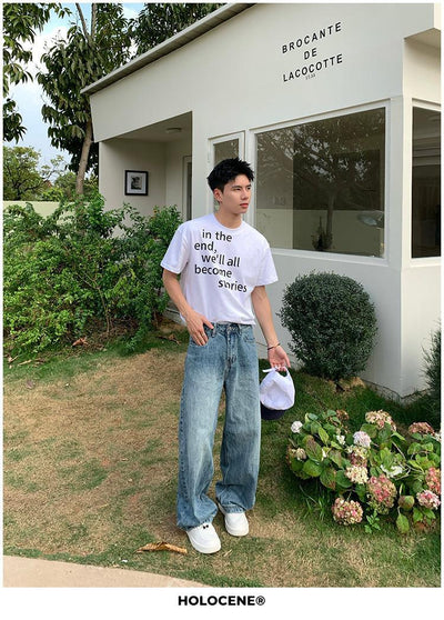 Holo Slogan Print Contrast T-Shirt-korean-fashion-T-Shirt-Holo's Closet-OH Garments