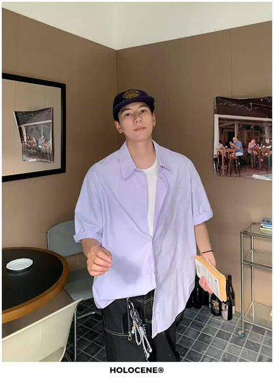 Holo Solid Color Loose Shirt-korean-fashion-Shirt-Holo's Closet-OH Garments