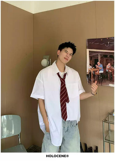 Holo Solid Color Loose Shirt-korean-fashion-Shirt-Holo's Closet-OH Garments