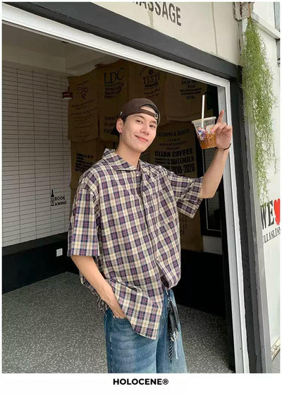 Holo Vintage Plaid Shirt-korean-fashion-Shirt-Holo's Closet-OH Garments