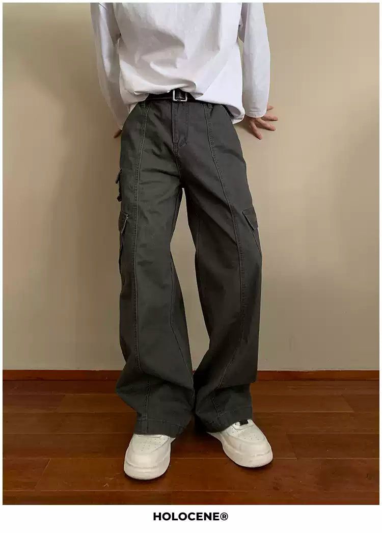 Holo Washed Utility Pocket Cargo Pants-korean-fashion-Pants-Holo's Closet-OH Garments