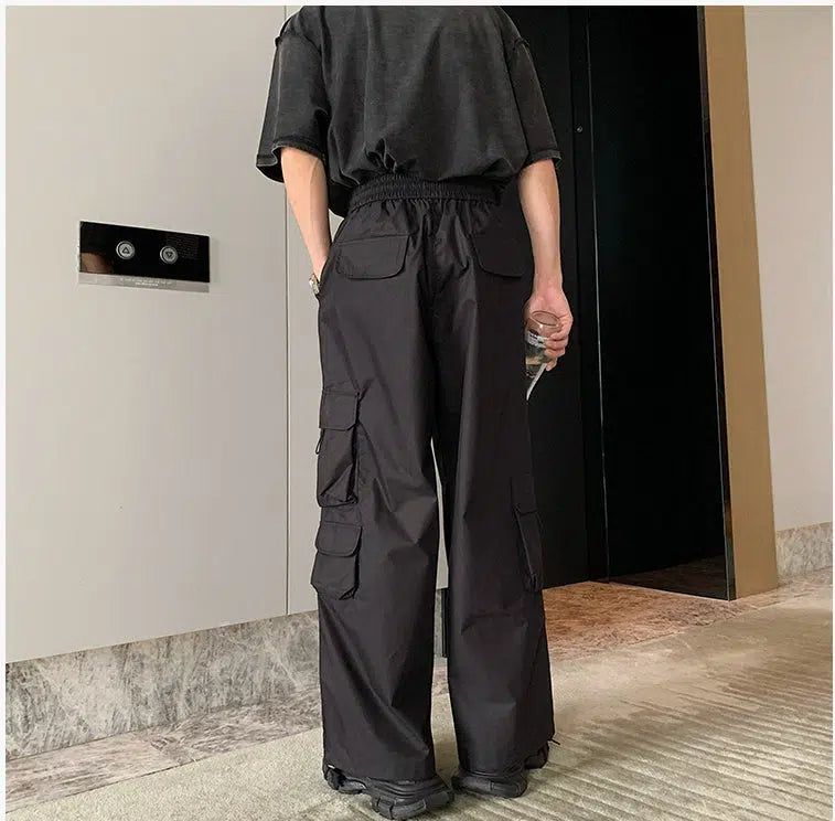 Hua Asymmetric Pocket Cargo Pants-korean-fashion-Pants-Hua's Closet-OH Garments
