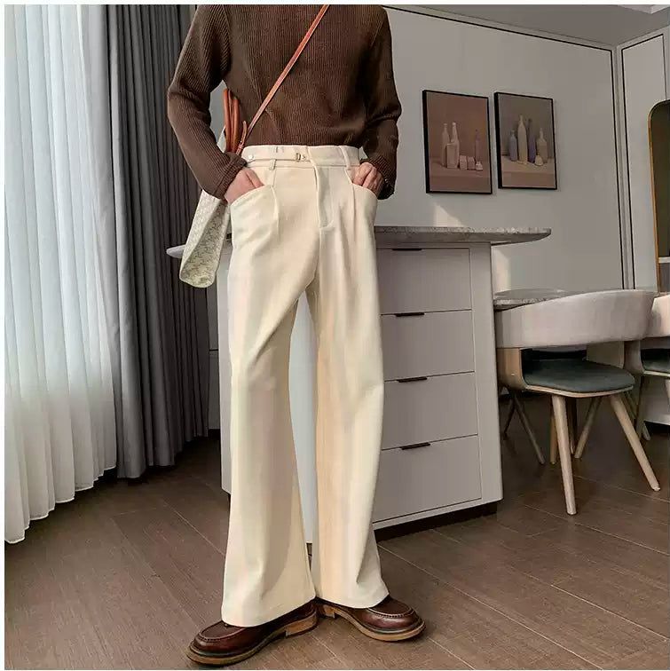 Hua Basic Straight Bootcut Trousers-korean-fashion-Trousers-Hua's Closet-OH Garments