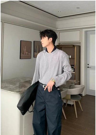 Hua Basic Textured L/S T-Shirt-korean-fashion-T-Shirt-Hua's Closet-OH Garments