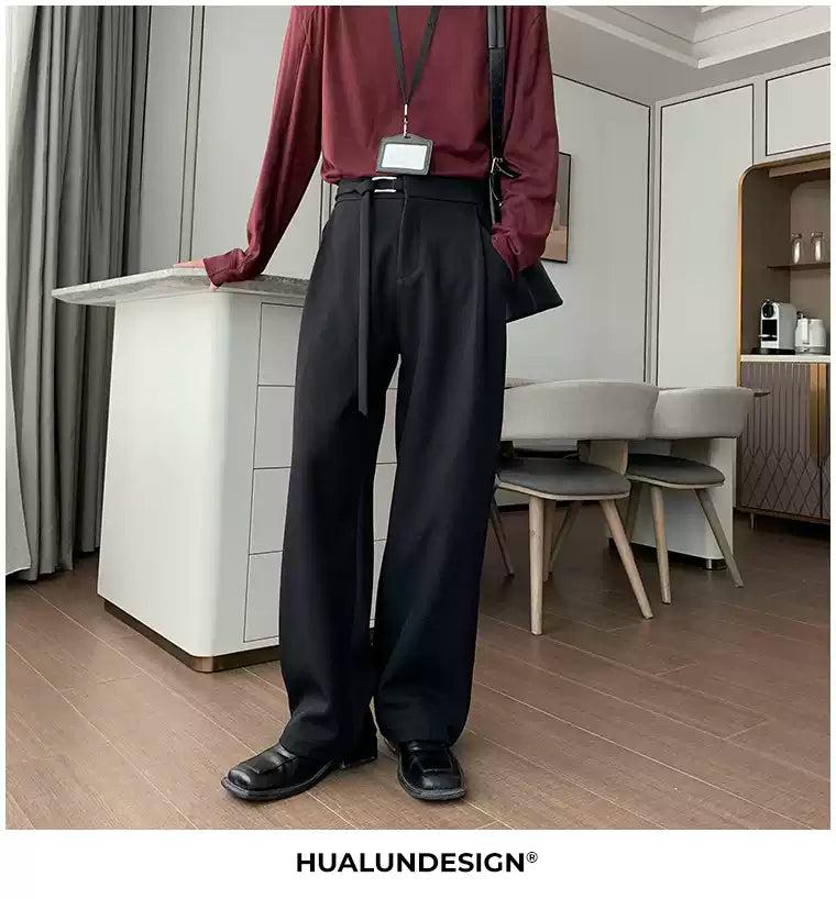 Hua Belt Strapped Straight Trousers-korean-fashion-Trousers-Hua's Closet-OH Garments