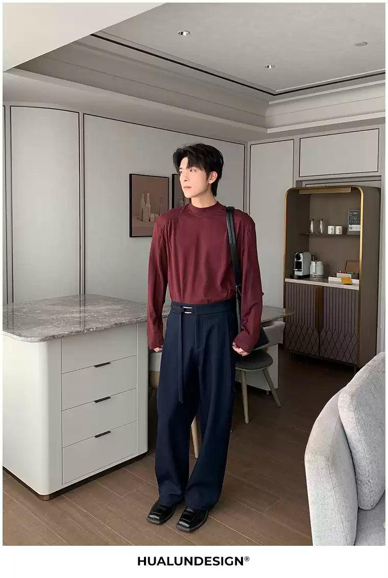 Hua Belt Strapped Straight Trousers-korean-fashion-Trousers-Hua's Closet-OH Garments