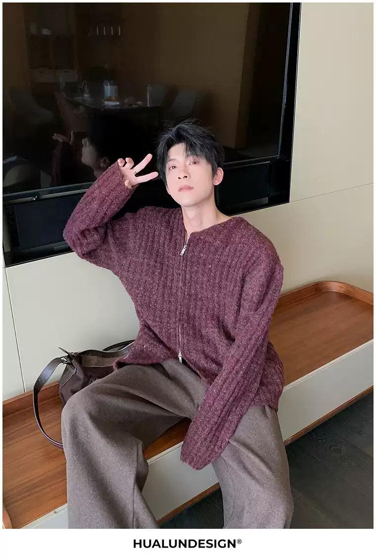 Hua Brushed Rib Knit Jacket-korean-fashion-Jacket-Hua's Closet-OH Garments