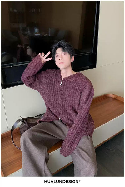 Hua Brushed Rib Knit Jacket-korean-fashion-Jacket-Hua's Closet-OH Garments