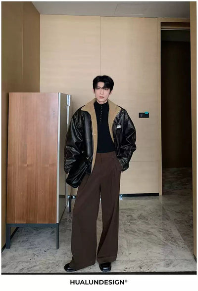 Hua Buckled Belted Straight Trousers-korean-fashion-Trousers-Hua's Closet-OH Garments