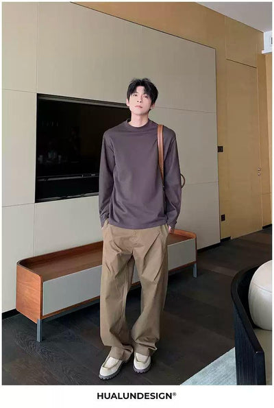 Hua Button-Down Straight Leg Trousers-korean-fashion-Trousers-Hua's Closet-OH Garments