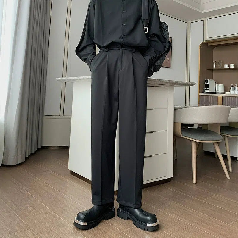 Hua Chic Pleated Bootcut Trousers-korean-fashion-Pants-Hua's Closet-OH Garments