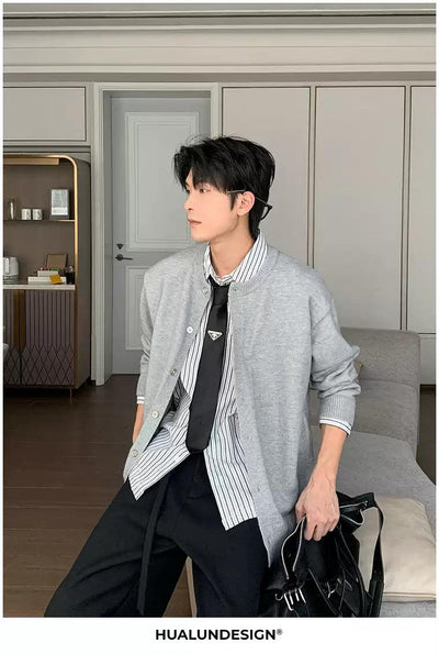 Hua Classic Round Neck Knit Cardigan-korean-fashion-Cardigan-Hua's Closet-OH Garments