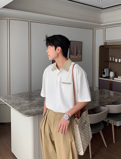 Hua Clean Fit Contrast Collar Polo-korean-fashion-Polo-Hua's Closet-OH Garments