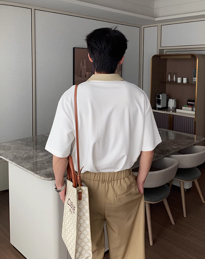 Hua Clean Fit Contrast Collar Polo-korean-fashion-Polo-Hua's Closet-OH Garments