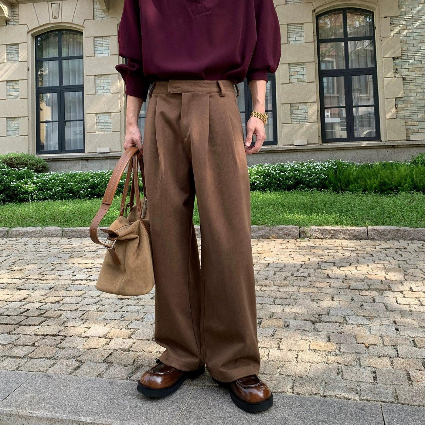 Hua Clean Fit Pleated Trousers-korean-fashion-Trousers-Hua's Closet-OH Garments