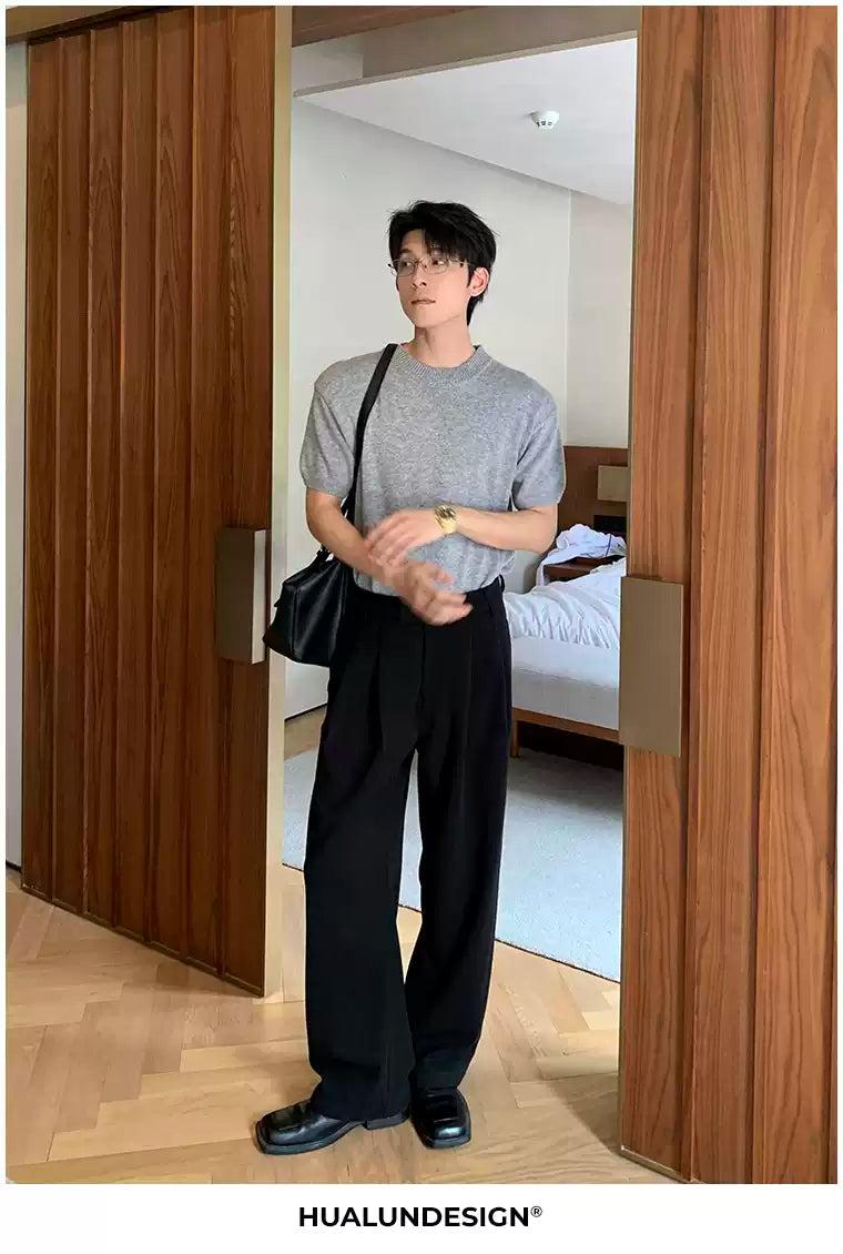 Hua Clean Fit Pleated Trousers-korean-fashion-Trousers-Hua's Closet-OH Garments