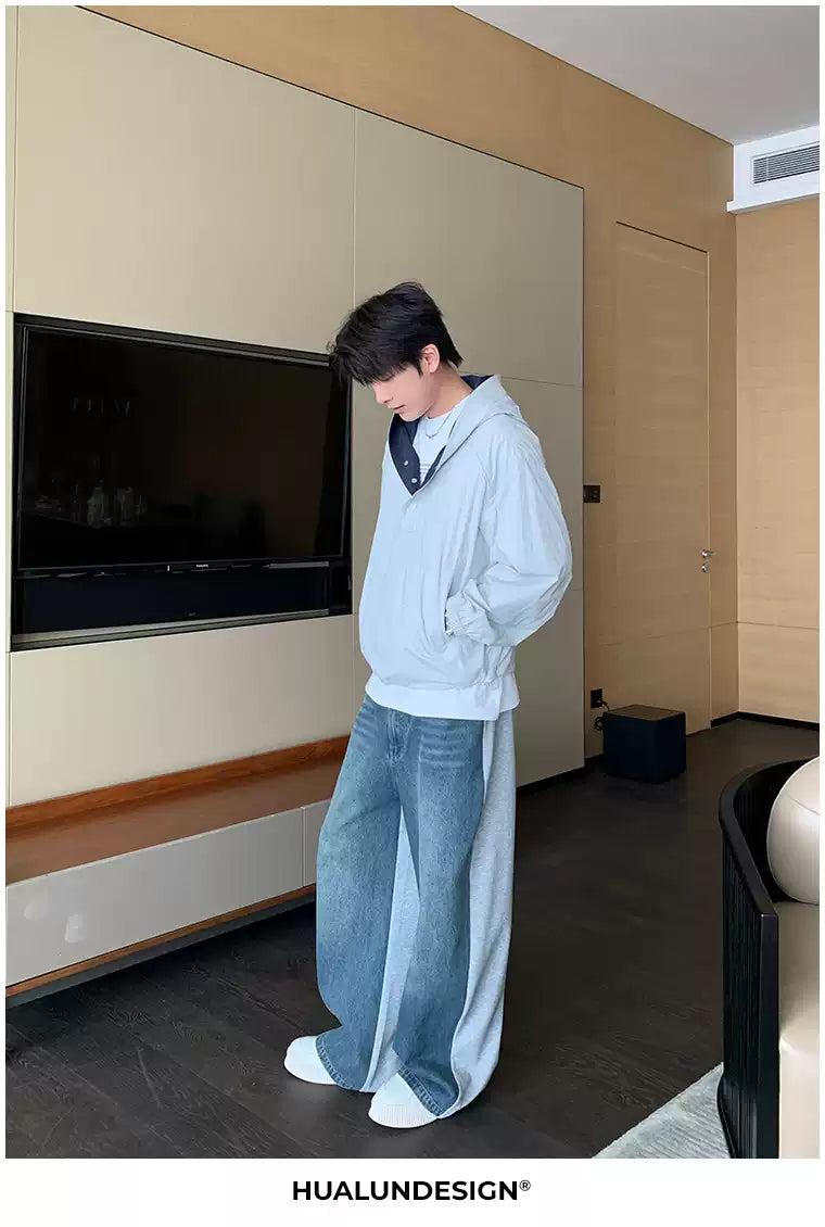 Hua Contrast Hood Half-Buttoned Jacket-korean-fashion-Jacket-Hua's Closet-OH Garments