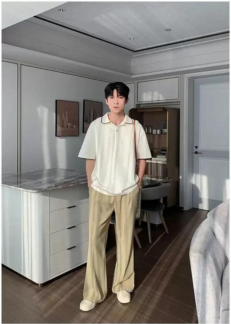 Hua Contrast Stitched Polo-korean-fashion-Polo-Hua's Closet-OH Garments