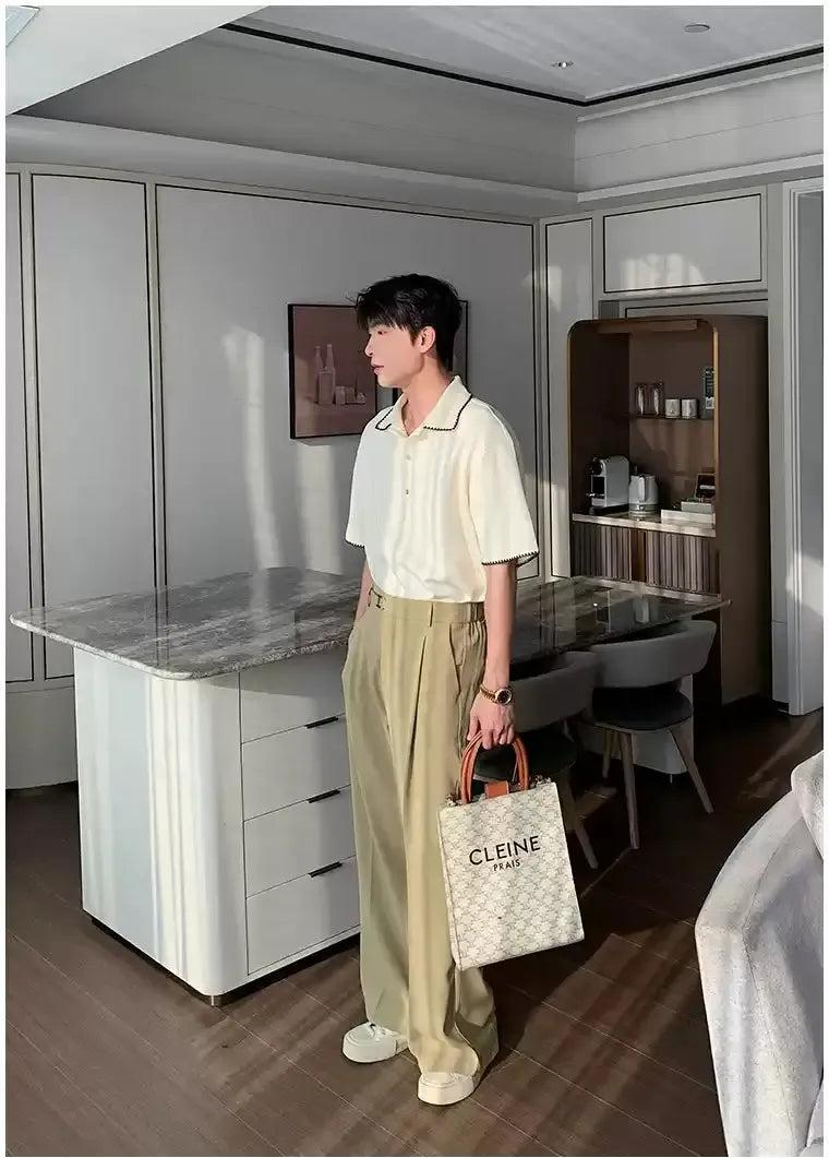 Hua Contrast Stitched Polo-korean-fashion-Polo-Hua's Closet-OH Garments