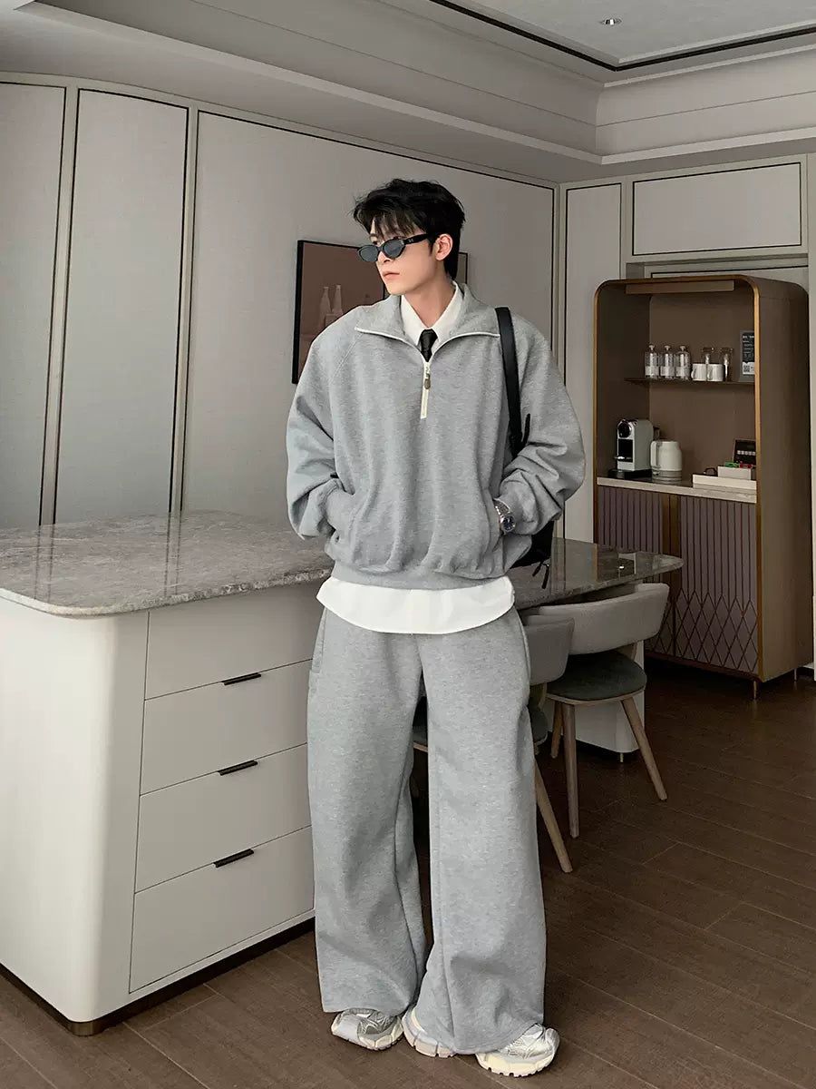 Hua Cozy Fit Half-Zip & Sweatpants Set-korean-fashion-Clothing Set-Hua's Closet-OH Garments