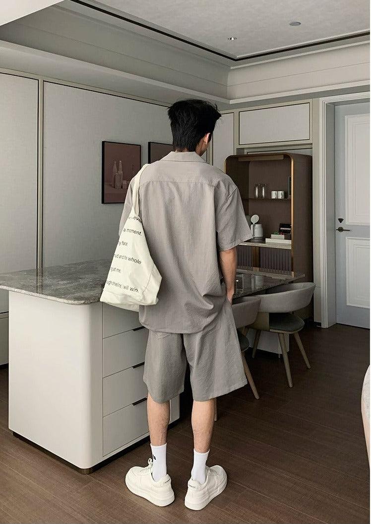 Hua Essential Pocket Shirt & Suit Shorts Set-korean-fashion-Clothing Set-Hua's Closet-OH Garments