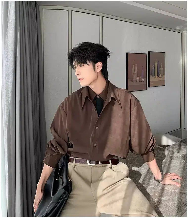 Hua Formal Solid Color Shirt-korean-fashion-Shirt-Hua's Closet-OH Garments