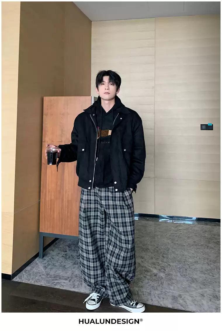 Hua Front Pocket Micro Suede Zip-Up Jacket-korean-fashion-Jacket-Hua's Closet-OH Garments