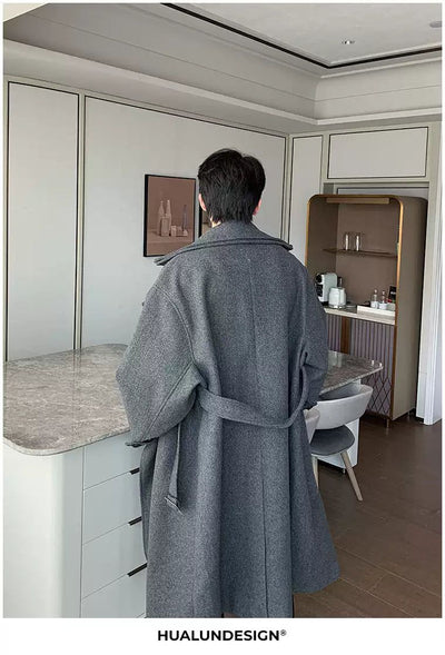 Hua Funnel Neck Blend Wool Long Coat-korean-fashion-Long Coat-Hua's Closet-OH Garments