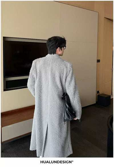 Hua Fuzzy Double Breasted Long Coat-korean-fashion-Long Coat-Hua's Closet-OH Garments