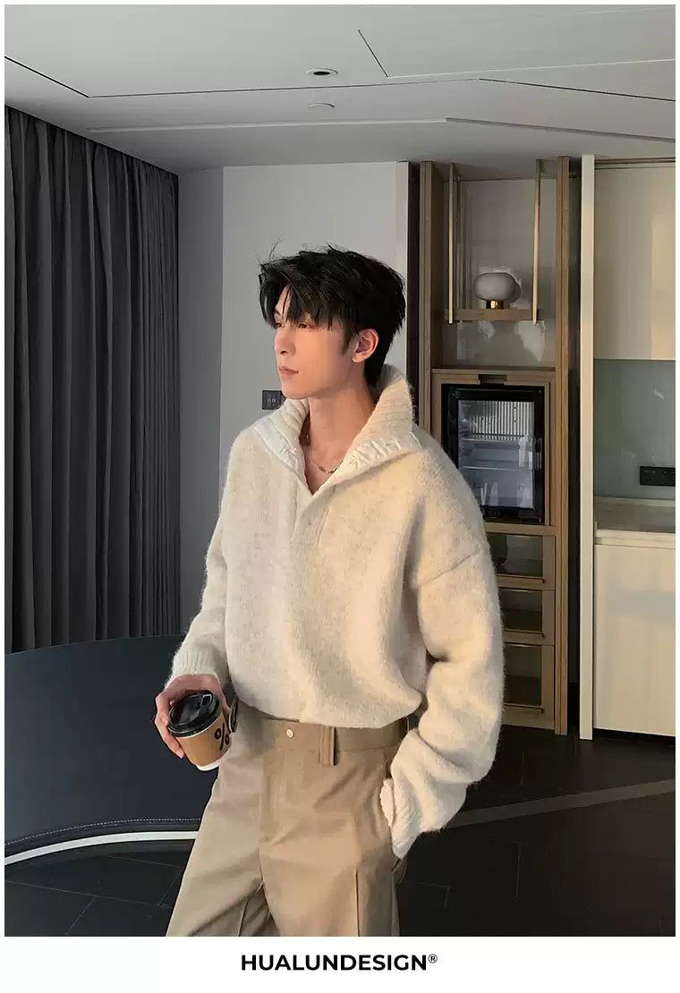 Hua Half-Buttons Ribbed Hem Turtleneck-korean-fashion-Turtleneck-Hua's Closet-OH Garments