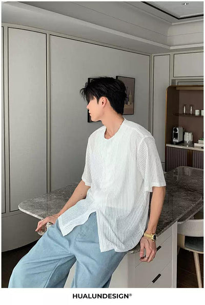 Hua Lined See-Through Buttoned Shirt-korean-fashion-Shirt-Hua's Closet-OH Garments