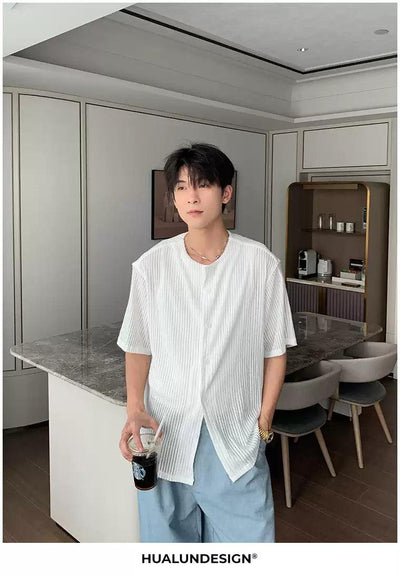 Hua Lined See-Through Buttoned Shirt-korean-fashion-Shirt-Hua's Closet-OH Garments