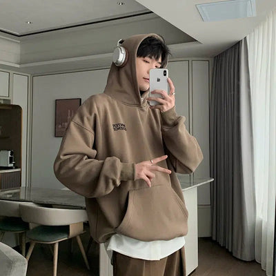 Hua Loose Fit Minimal Text HoodieJacket-korean-fashion-Jacket-Hua's Closet-OH Garments