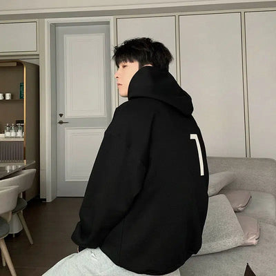 Hua Loose Fit Minimal Text HoodieJacket-korean-fashion-Jacket-Hua's Closet-OH Garments