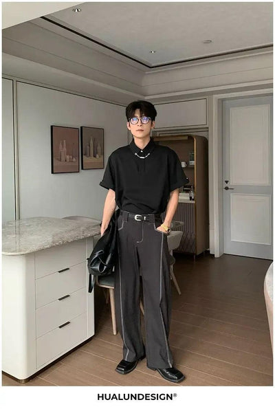 Hua Minimal Chain Collar Polo-korean-fashion-Polo-Hua's Closet-OH Garments