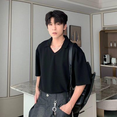 Hua Minimal Collar T-Shirt-korean-fashion-Shirt-Hua's Closet-OH Garments