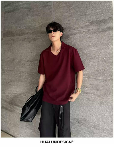 Hua Minimal Collar T-Shirt-korean-fashion-Shirt-Hua's Closet-OH Garments